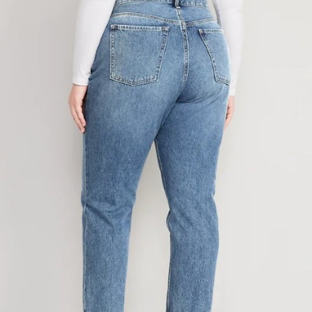 Extra High-Waisted Button-Fly Sky-Hi Straight Cropped Jeans - Size 26 - Picture 2 of 11